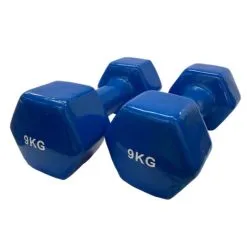 OZIO FITNESS 2 Unidades 9 Kg Mancuernas Pesas Hexagonales De Vinilo Fitness Gimnasia Azul