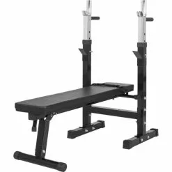 Banco Musculación Y Pesas Gorilla Sports Blanco Plegable Con Rack Para Barra -Running comercio banco musculacion y pesas gorilla sports negro plegable con rack para barra