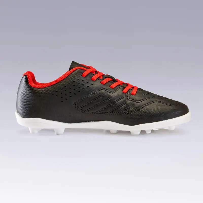 Botas De Fútbol Niños Kipsta Agility 100 FG Negro Rojo 5 Botas De Fútbol Niños Kipsta Agility 100 FG Negro Rojo - Imagen 3