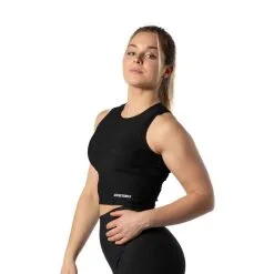 AESTHETIC WOLF Camiseta Canalada V2 Con Cuello Alto Fitness Negra -Running comercio camiseta canalada v2 con cuello alto fitness negra 2