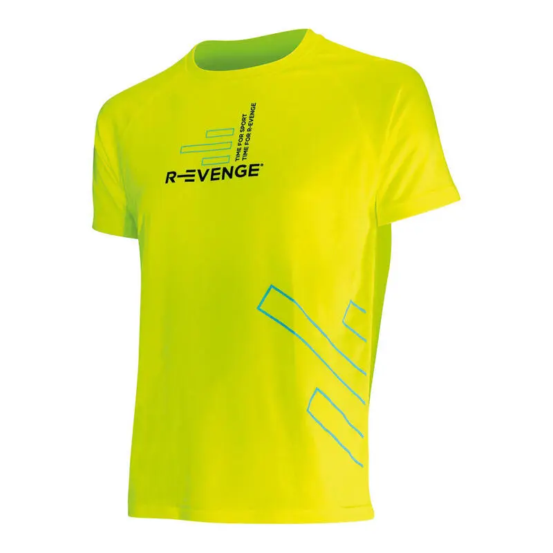 R-EVENGE Camiseta De Manga Corta Hombre Fitness Running Cardio Amarillo Fluo 3 R-EVENGE Camiseta De Manga Corta Hombre Fitness Running Cardio Amarillo Fluo