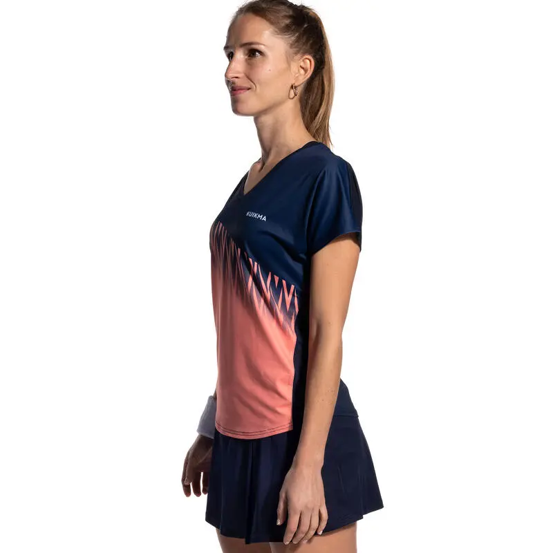 KUIKMA Camiseta De Pádel Manga Corta Transpirable Mujer 500 Azul Coral 4 KUIKMA Camiseta De Pádel Manga Corta Transpirable Mujer 500 Azul Coral - Imagen 2