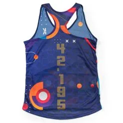 CAMISETA DE RUNNING #MARATON 2.0 RUN MUJER - KAMUABU Color AZUL 90grs TIRANTES -Running comercio camiseta de running maraton 20 run mujer kamuabu color azul 90grs tirantes 1