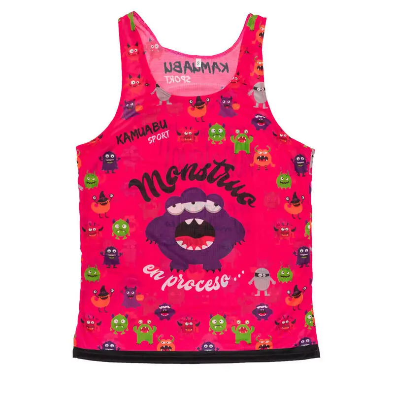 CAMISETA DE RUNNING #MONSTRUOS Para HOMBRE - KAMUABU Color Rosa De Tirantes 3 CAMISETA DE RUNNING #MONSTRUOS Para HOMBRE - KAMUABU Color Rosa De Tirantes