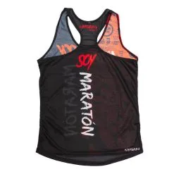 CAMISETA DE RUNNING #SOYMARATON Para MUJER - KAMUABU Roja/negra De Tirantes -Running comercio camiseta de running soymaraton para mujer kamuabu rojanegra de tirantes 1