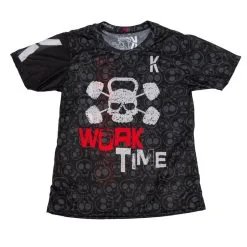 CAMISETA DE RUNNING #WORKTIME Para HOMBRE - KAMUABU Color Negra 90grs
