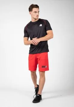 Camiseta Musculación Manga Corta Hombre GORILLA WEAR Performance Negro Rojo -Running comercio camiseta musculacion manga corta hombre gorilla wear performance negro rojo 2