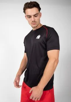 Camiseta Musculación Manga Corta Hombre GORILLA WEAR Performance Negro Rojo -Running comercio camiseta musculacion manga corta hombre gorilla wear performance negro rojo 3