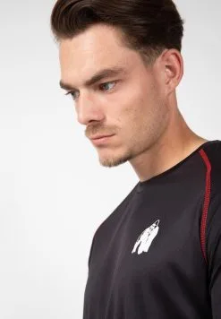 Camiseta Musculación Manga Corta Hombre GORILLA WEAR Performance Negro Rojo -Running comercio camiseta musculacion manga corta hombre gorilla wear performance negro rojo 4