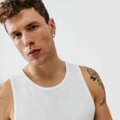 Kalenji Camiseta Running Dry Hombre Blanco Sin Mangas Transpirable -Running comercio camiseta running dry hombre blanco sin mangas transpirable 3