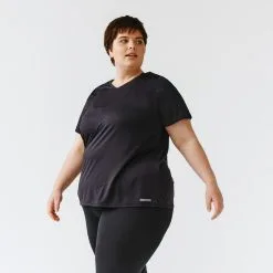 Kalenji Camiseta Running Manga Corta Transpirable Talla Grande Mujer Dry Azul -Running comercio camiseta running manga corta transpirable talla grande mujer dry negro