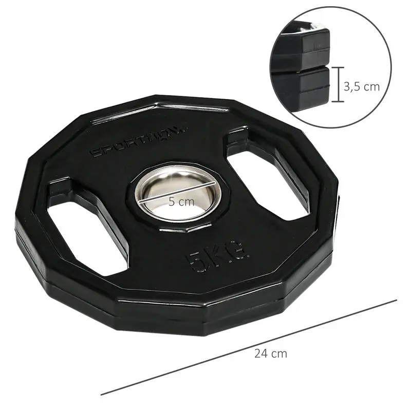 Juegoe 2 Discos De Pesas Olímpicas 5 Kg SPORTNOW 24x24x3,5 Cm Negro 5 Juegoe 2 Discos De Pesas Olímpicas 5 Kg SPORTNOW 24x24x3,5 Cm Negro - Imagen 3