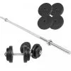 Gorilla Sports SET DE MANCUERNAS 60KG |DISCOS DE PLÁSTICO + BARRAS 2X35CM Y 1X170CM|MUSCULACIÓN -Running comercio set de mancuernas 60kg discos de plastico barras 2x35cm y 1x170cmmusculacion