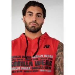 Sudadera Sin Mangas Con Capucha Poliéster Hombre GORILLA WEAR Melbourne Rojo -Running comercio sudadera sin mangas con capucha poliester hombre gorilla wear melbourne rojo 4