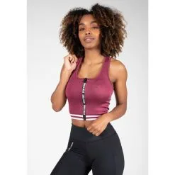 Top Deportivo De Tirantes Con Cremallera Mujer GORILLA WEAR Mesa Zip Negro -Running comercio top de tirantes con cremallera mujer gorilla wear mesa zip burdeos